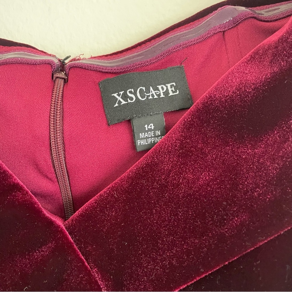 Xscape Velvet Wine Off-Shoulder Mini Dress - Picture 7 of 8